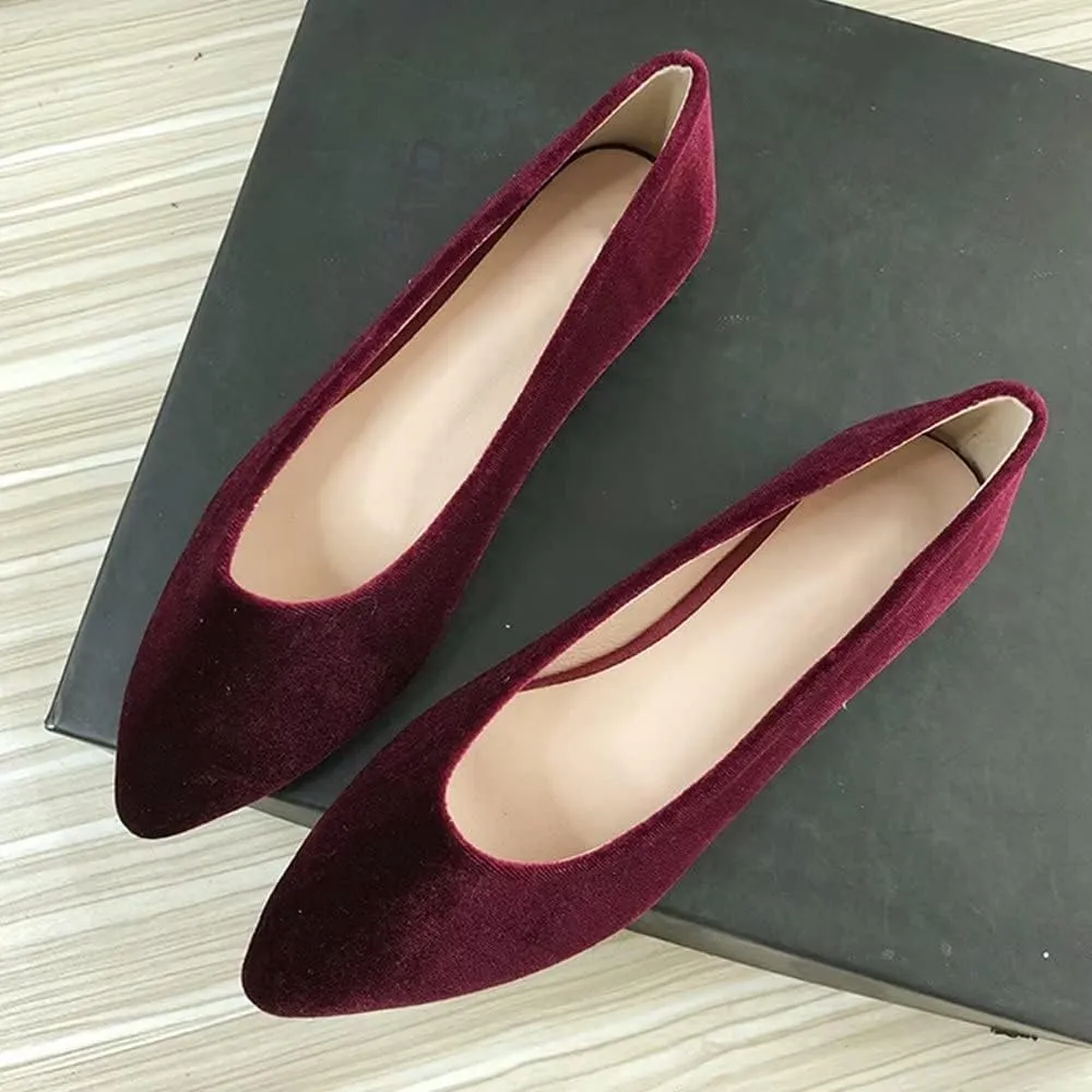 Hee grand Pointed Toe Flats for Women Casual Slip-On Loafers Comfort Work Shoes Velvet Dressy Shoes