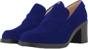 heelchic Chunky Loafers Women Dressy, Pumps Shoes for Women Pointed Closed Toe, Comfortable Block Heels Penny Loafers Slip On