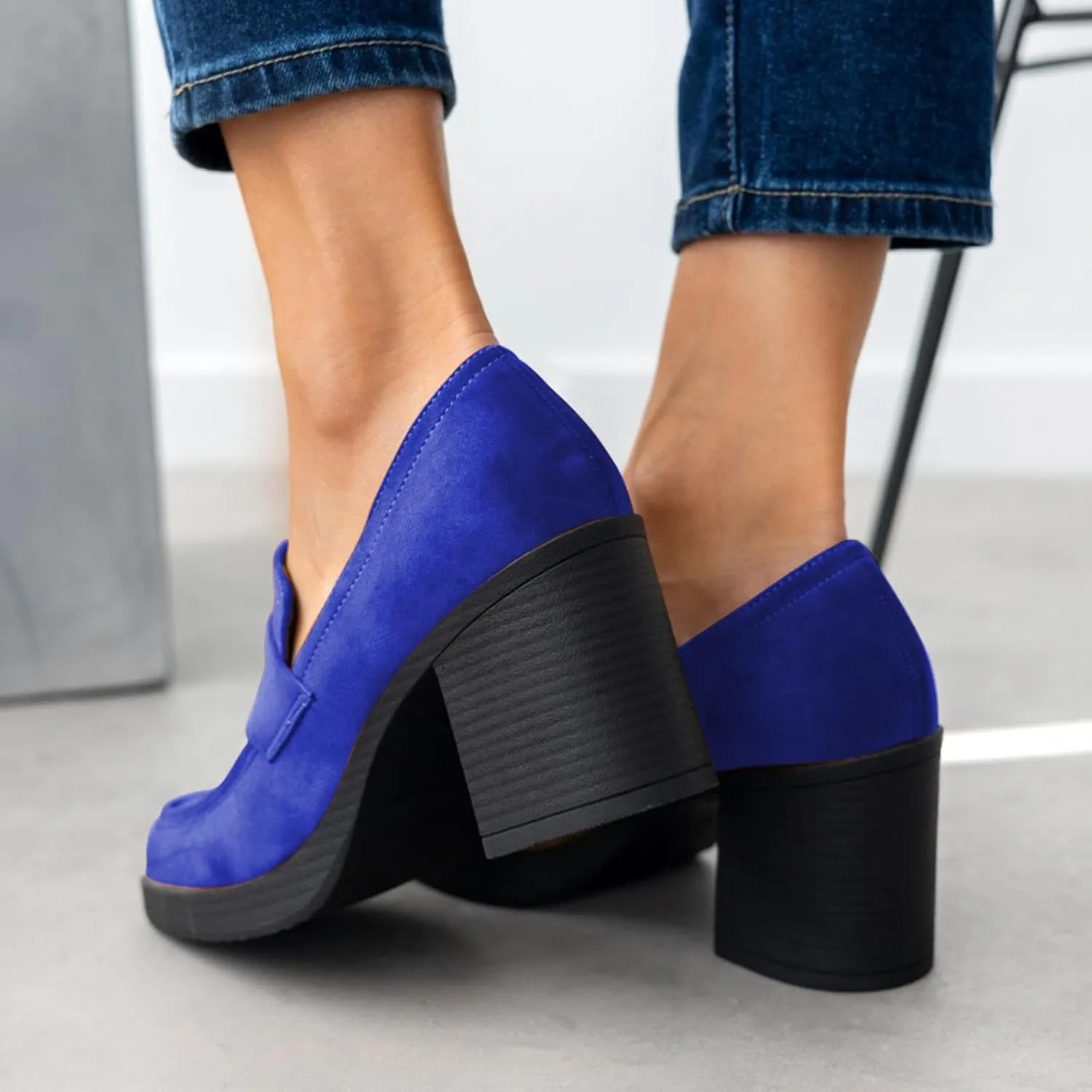 heelchic Chunky Loafers Women Dressy, Pumps Shoes for Women Pointed Closed Toe, Comfortable Block Heels Penny Loafers Slip On