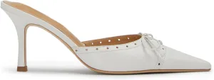Heeled Mules for Women Bow Tie Pointed Toe Pumps Slip On Dress Heels