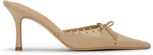 Heeled Mules for Women Bow Tie Pointed Toe Pumps Slip On Dress Heels