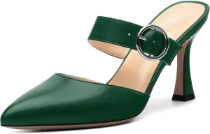 Heeled Sandals for Women Pointed Toe Slip-on Kitten Heels Sandals Kitten Heels Mules Party Wedding Pumps Shoes 3inch