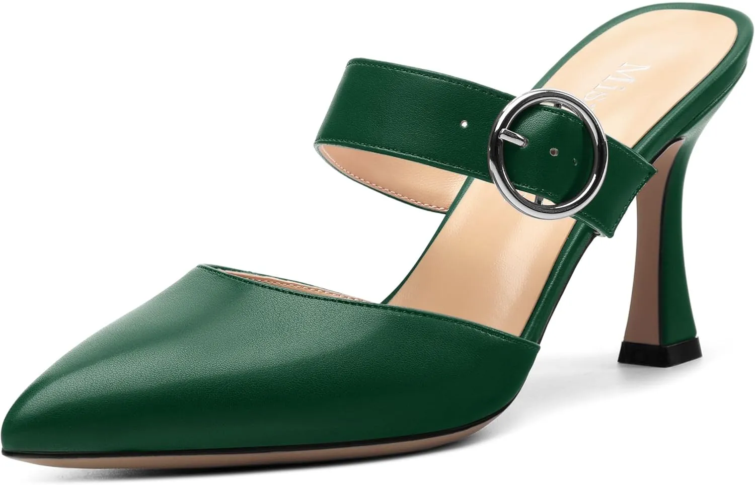 Heeled Sandals for Women Pointed Toe Slip-on Kitten Heels Sandals Kitten Heels Mules Party Wedding Pumps Shoes 3inch