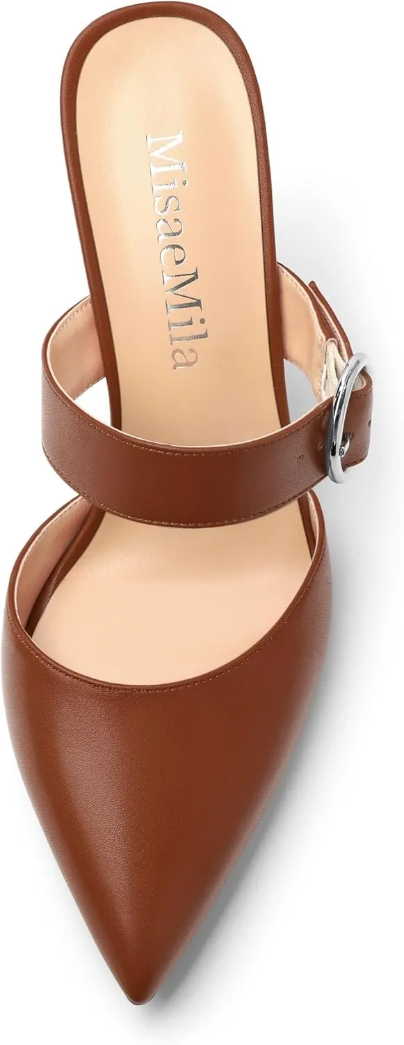 Heeled Sandals for Women Pointed Toe Slip-on Kitten Heels Sandals Kitten Heels Mules Party Wedding Pumps Shoes 3inch
