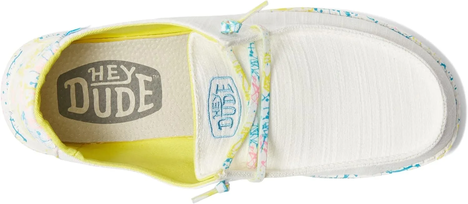 Hey Dude Girl's Wendy Youth Linen Grey Multiple | Girl’s Shoes | Girl’s Lace Up Loafers | Comfortable & Light-Weight