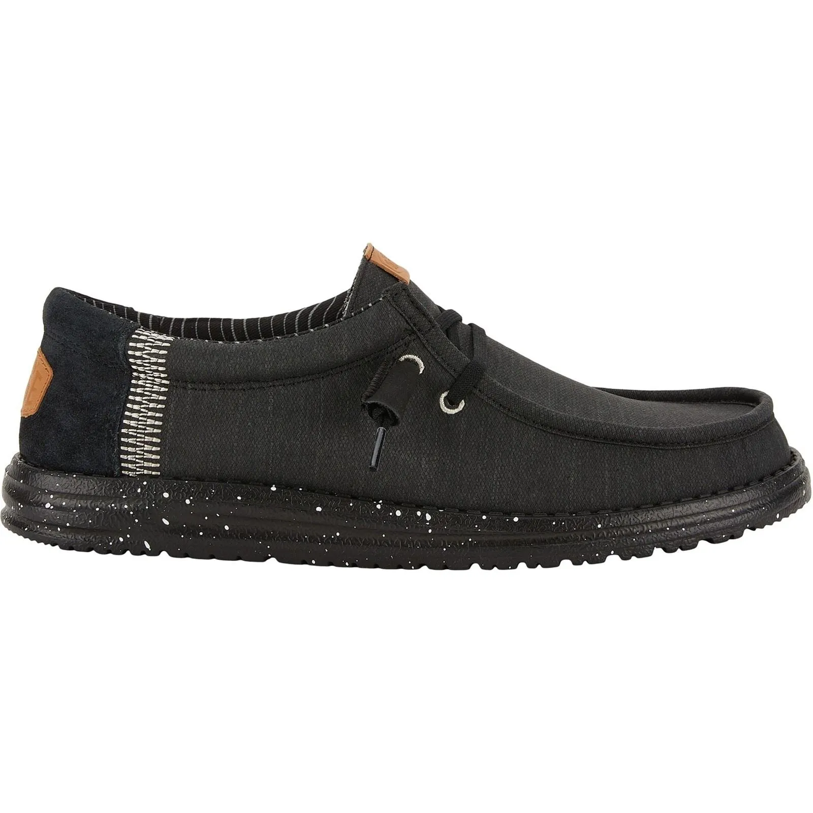 HEYDUDE Wally Elevated Basics Canvas Men's Black Boat Shoes