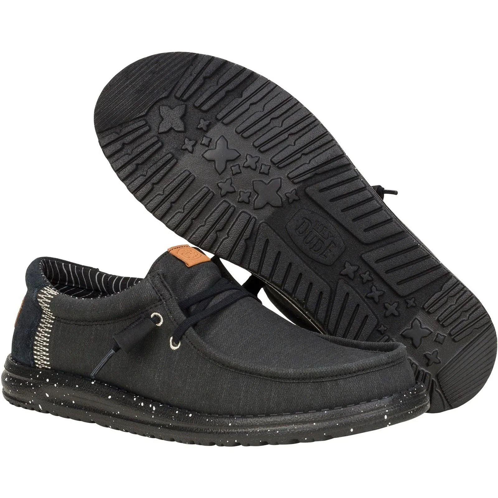 HEYDUDE Wally Elevated Basics Canvas Men's Black Boat Shoes