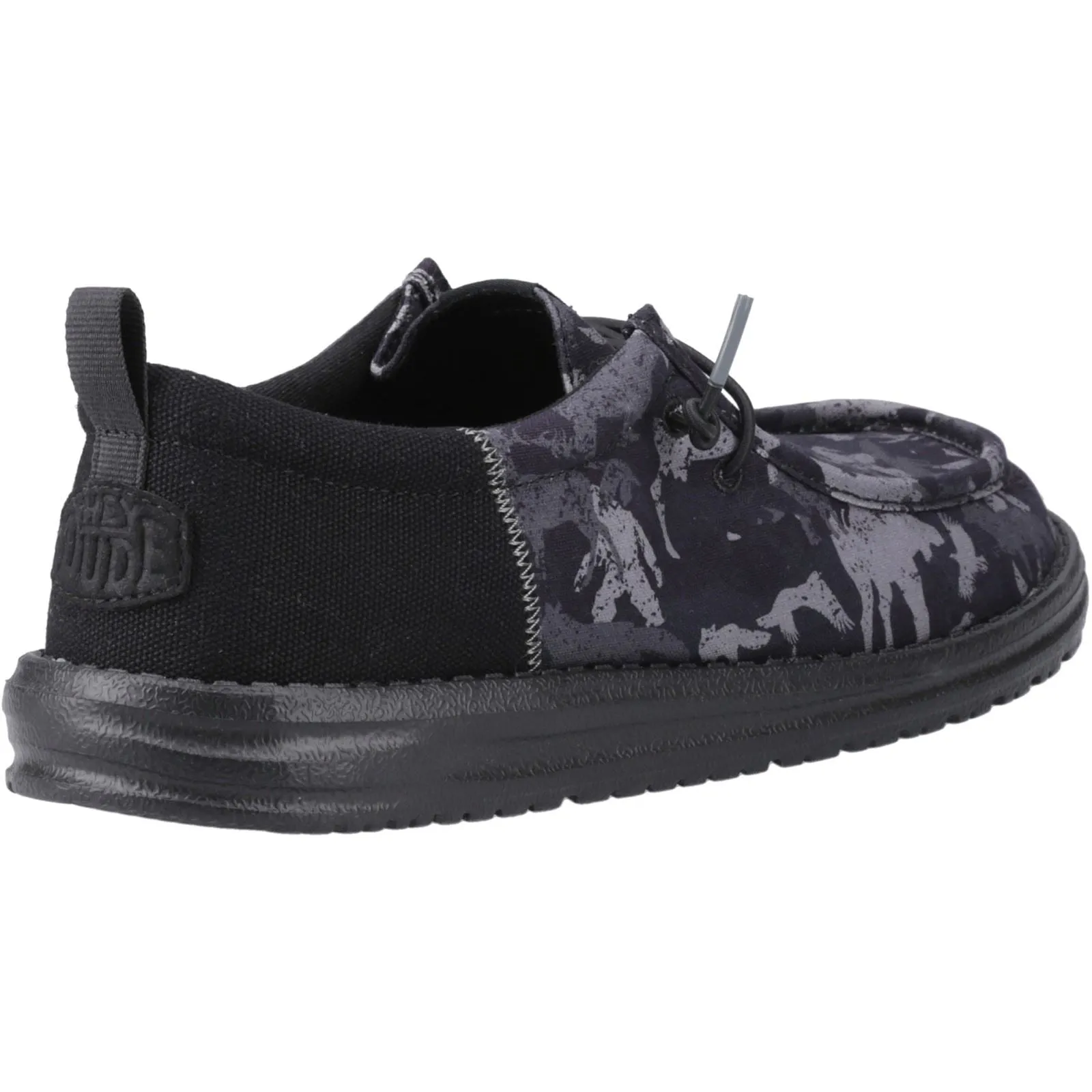 HEYDUDE Wally Funk Hunt Camo Canvas Men's Black Boat Shoes