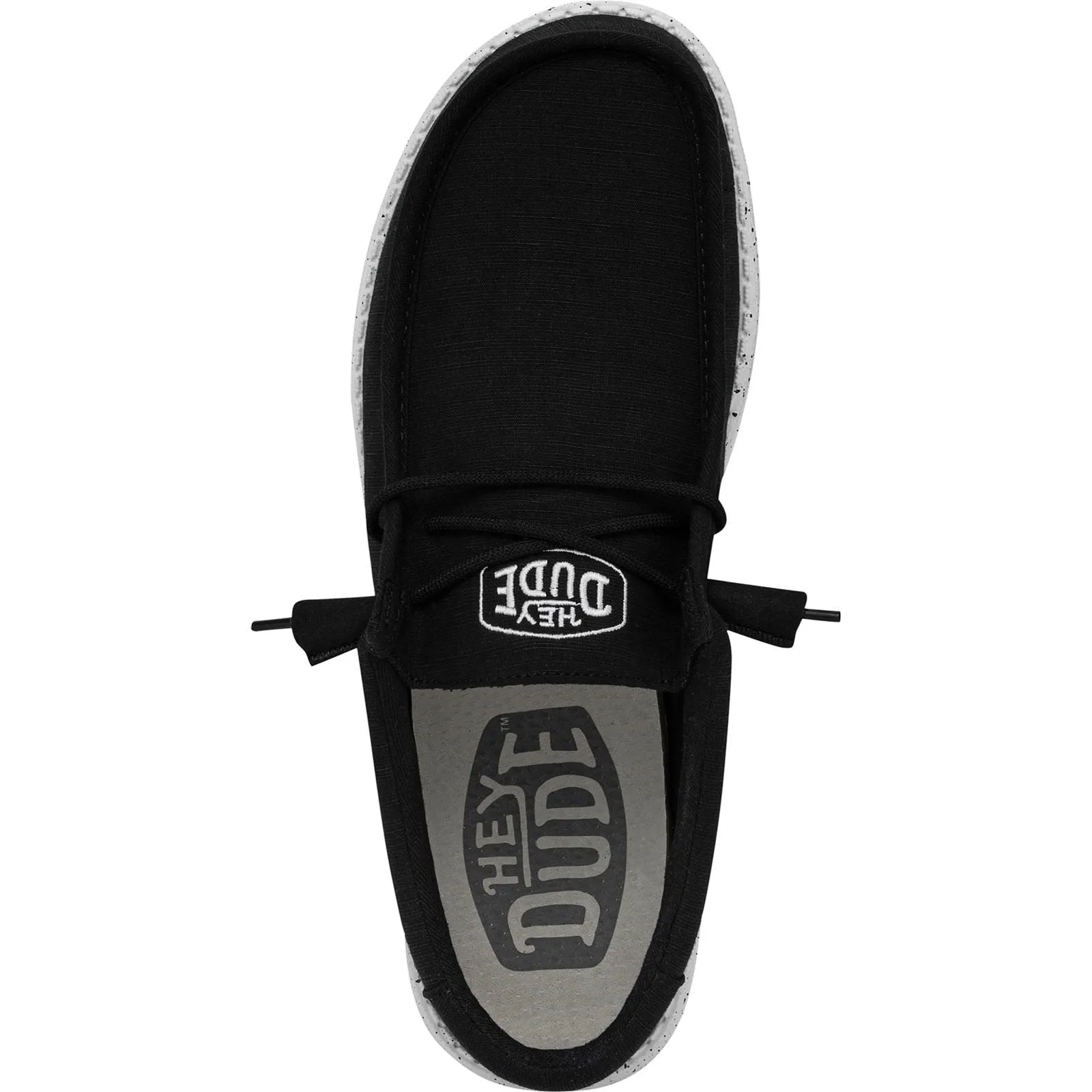 HEYDUDE Wally Slub Rayon Men's Black Boat Shoes