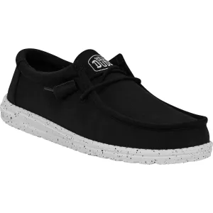 HEYDUDE Wally Slub Rayon Men's Black Boat Shoes