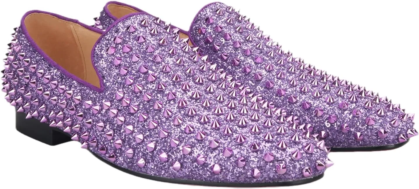 HI&HANN Men's Luxury Penny Slip-On Loafer Party Spike Dress Shoes Size 6 to 14
