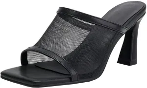 High Heels Womens Mules Sandals Open Square Toe Chunky Block Heel Slip On Pumps Party Dress Shoes 8cm