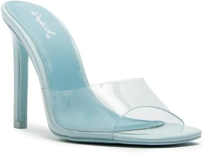 Highlight-55 Transparent Mules Square Open Toe Sexy Stiletto High Heels for Women (8.5, Sky Blue, Numeric_8_Point_5)