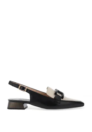 Hispanitas Nova Leather Sling Back Loafers, Black
