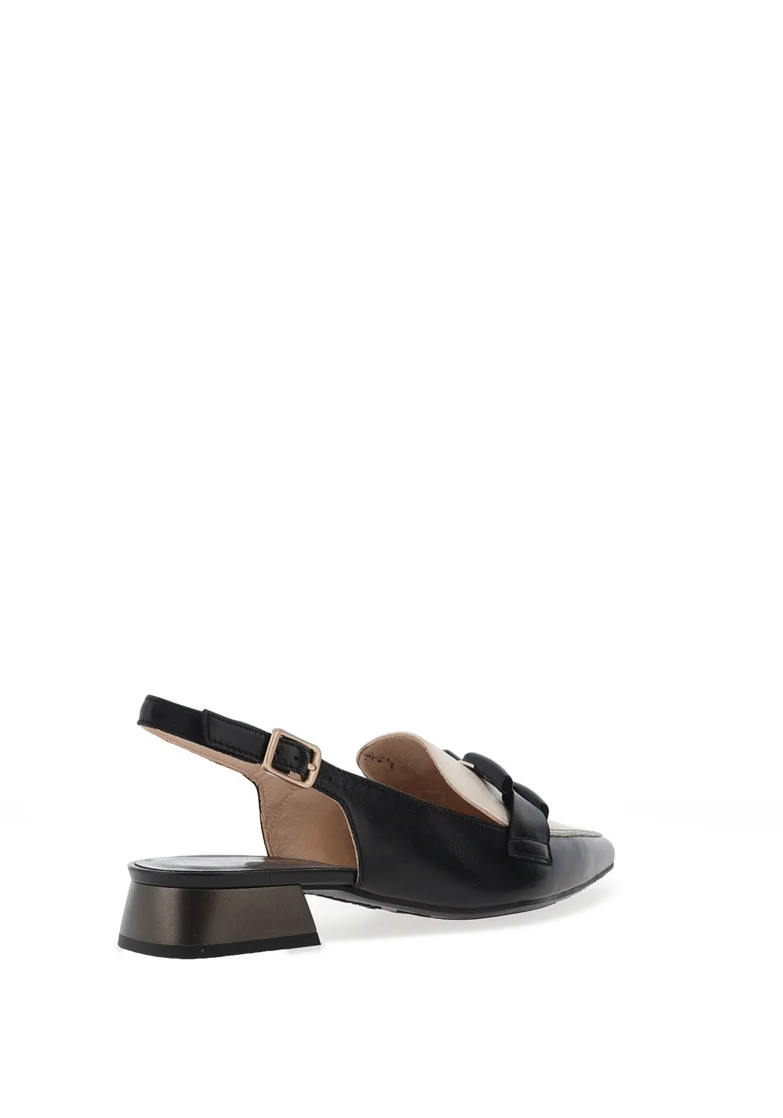 Hispanitas Nova Leather Sling Back Loafers, Black
