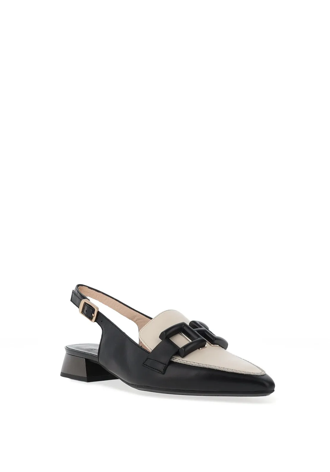 Hispanitas Nova Leather Sling Back Loafers, Black