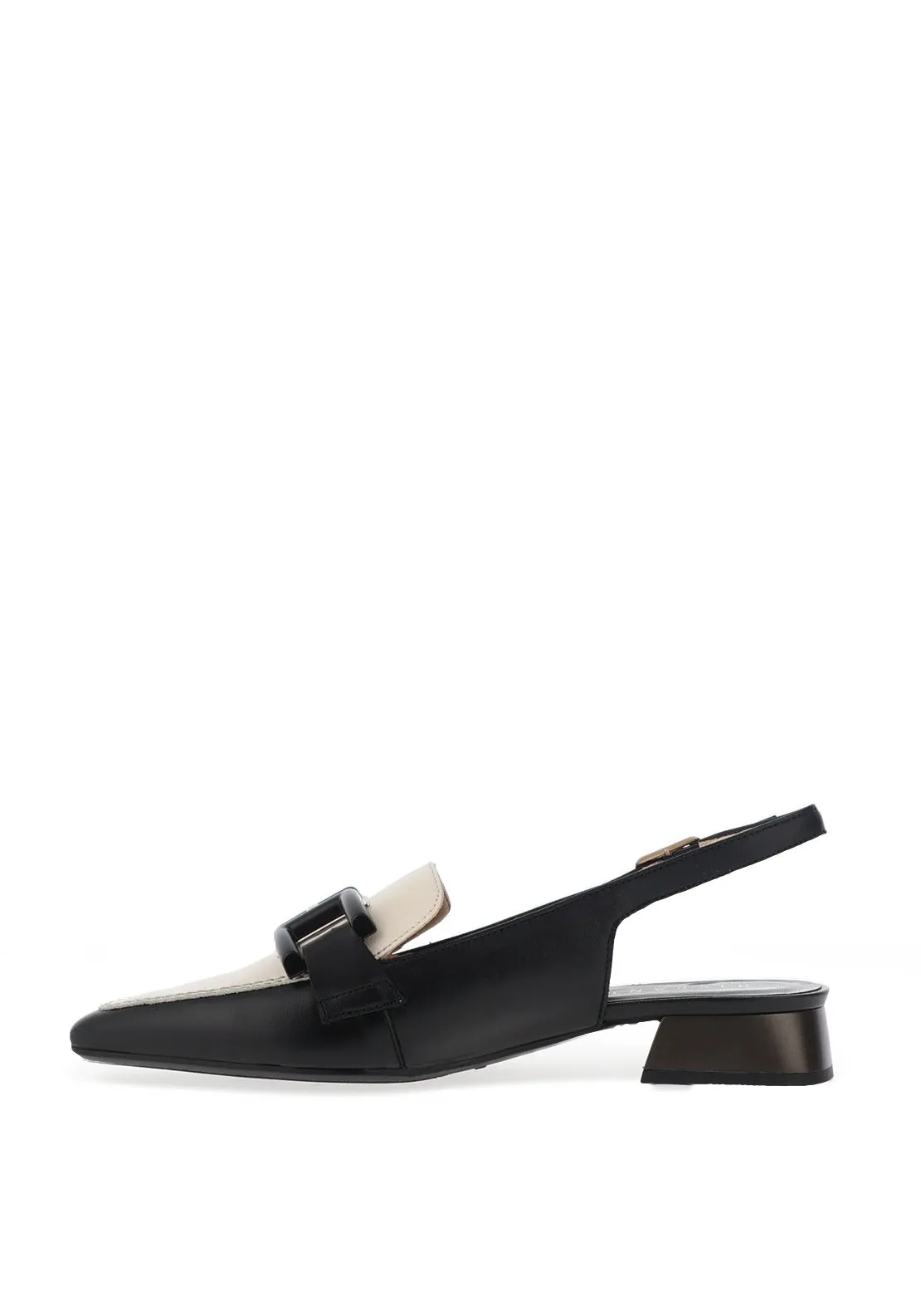 Hispanitas Nova Leather Sling Back Loafers, Black
