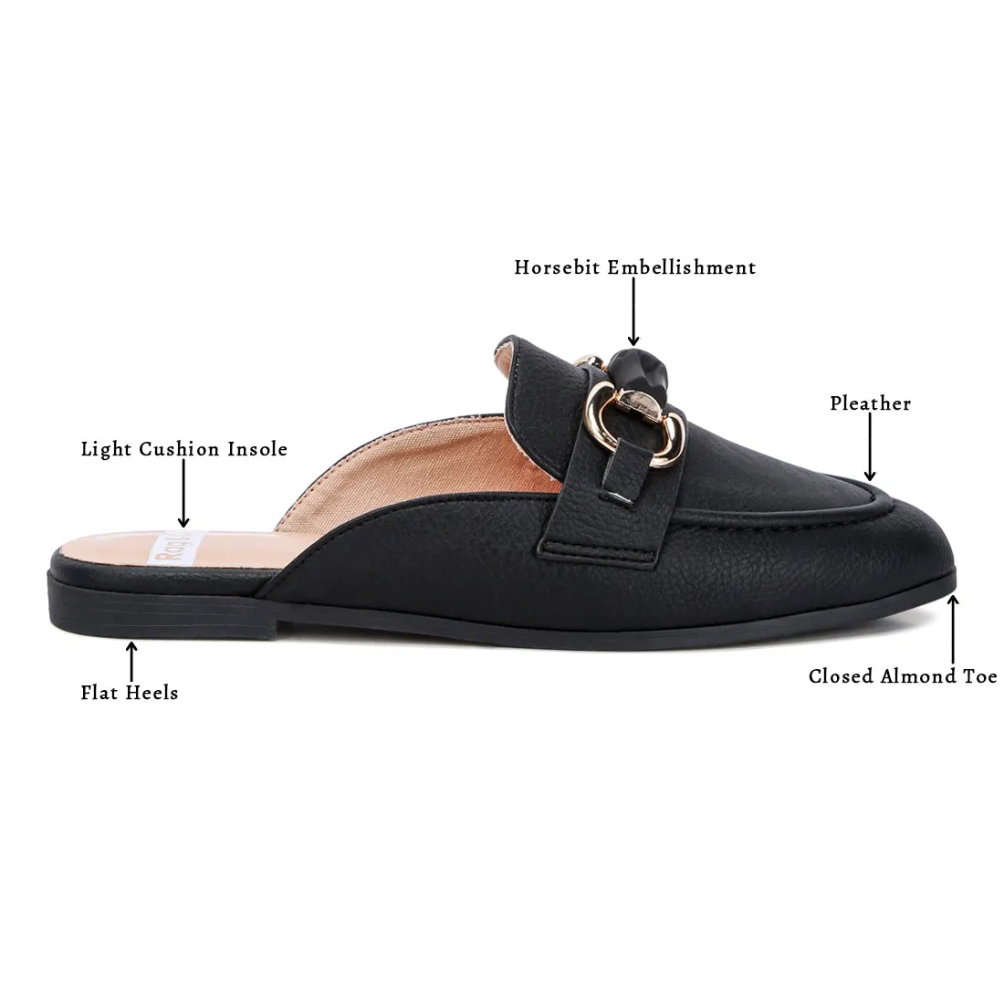 Horsebit Embellished Slip On Mules