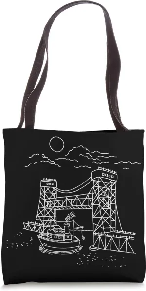 Houghton Hancock Lift Bridge Michigan Upper Peninsula Tote Bag