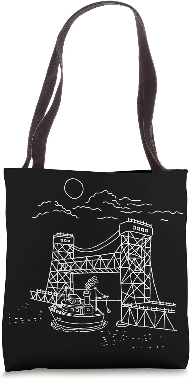 Houghton Hancock Lift Bridge Michigan Upper Peninsula Tote Bag