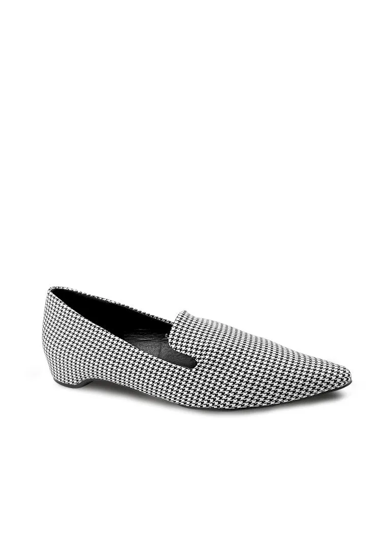 Houndstooth Pointy Loafer Flats