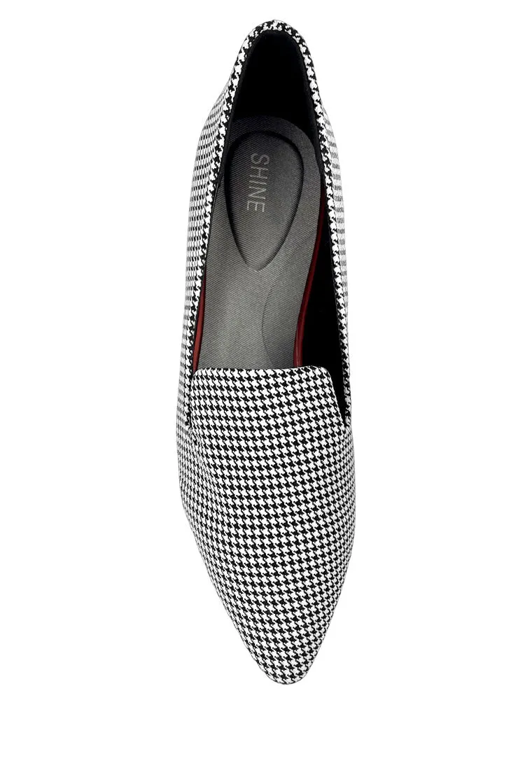 Houndstooth Pointy Loafer Flats