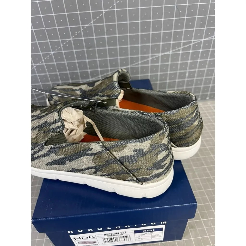 Huk Mossy Oak Brewster Slip-On Boat Shoes Mens Sz. 8 Canvas Lightweight Non-Slip Sole Durable Casual Fishing Footwear