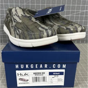 Huk Mossy Oak Brewster Slip-On Boat Shoes Mens Sz. 8 Canvas Lightweight Non-Slip Sole Durable Casual Fishing Footwear