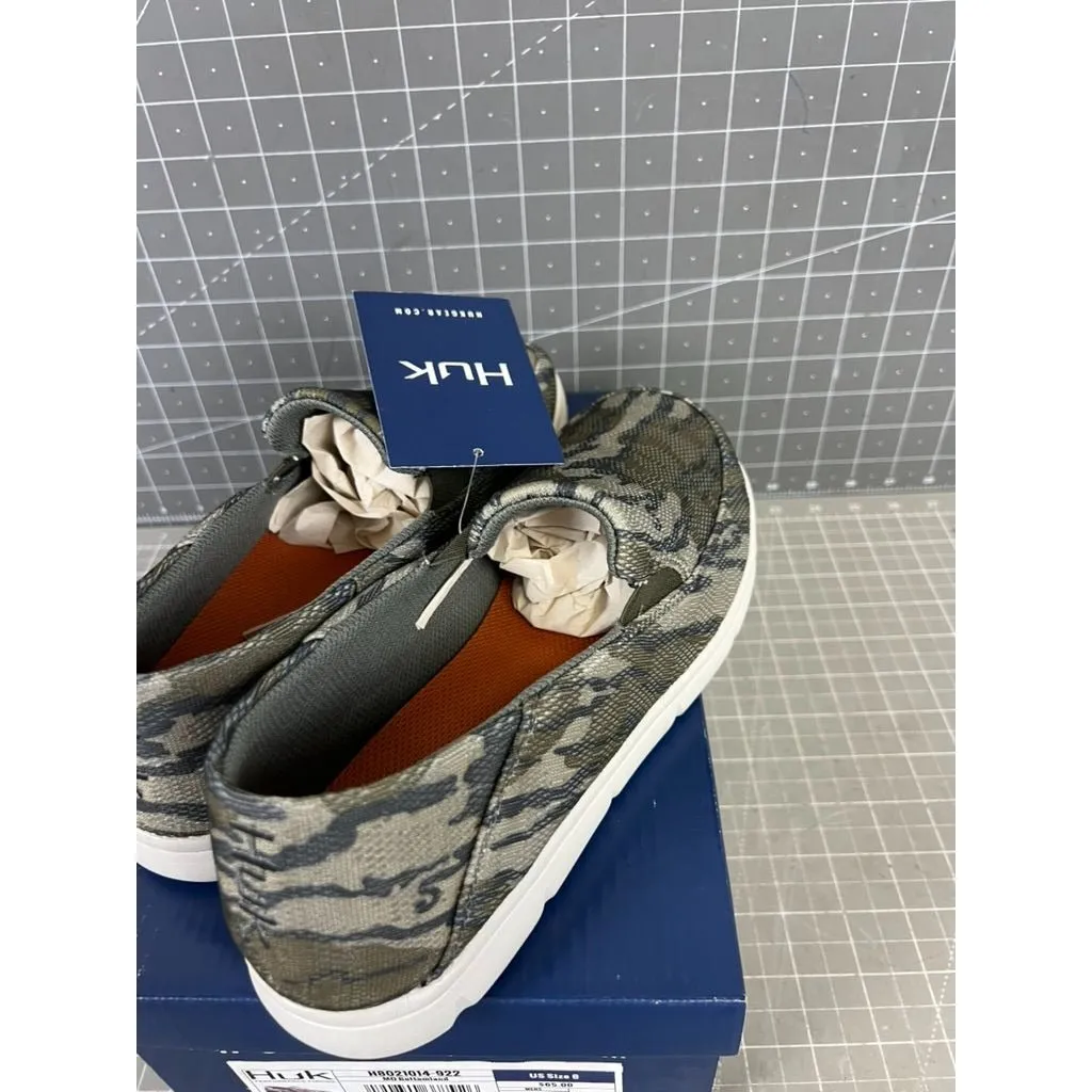 Huk Mossy Oak Brewster Slip-On Boat Shoes Mens Sz. 8 Canvas Lightweight Non-Slip Sole Durable Casual Fishing Footwear