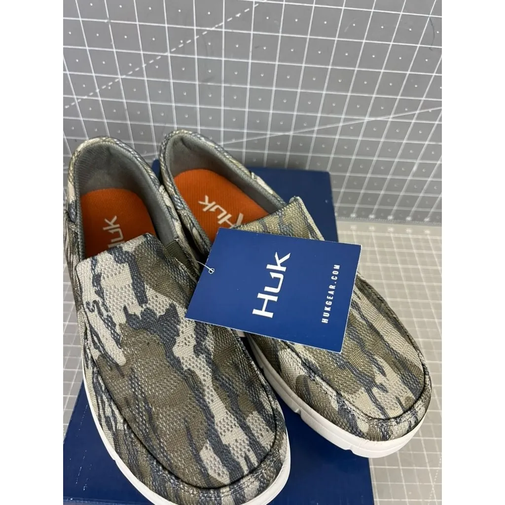 Huk Mossy Oak Brewster Slip-On Boat Shoes Mens Sz. 8 Canvas Lightweight Non-Slip Sole Durable Casual Fishing Footwear