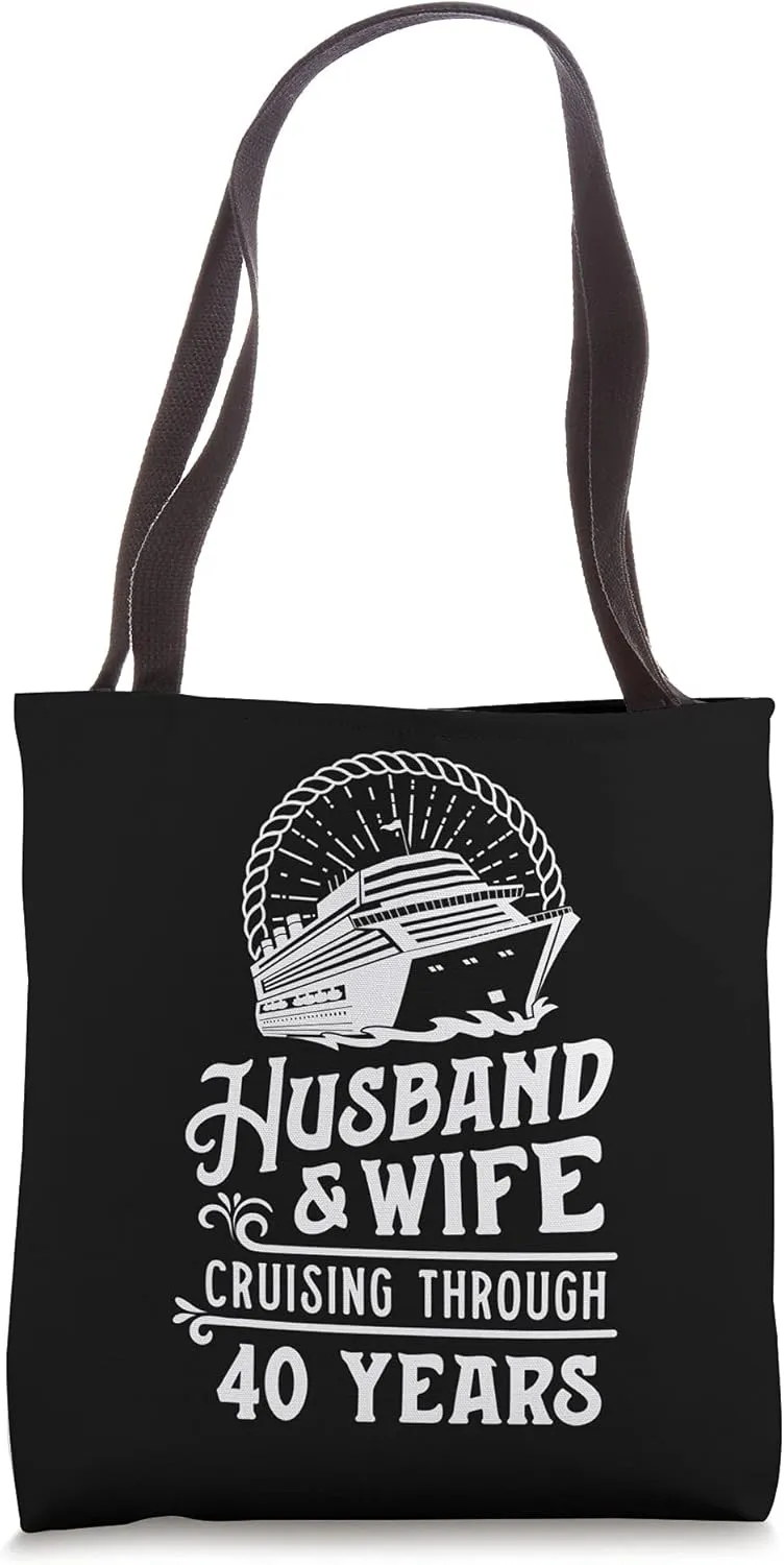 Husband And Wife Cruise Partners 40 Years 40th Anniversary Tote Bag