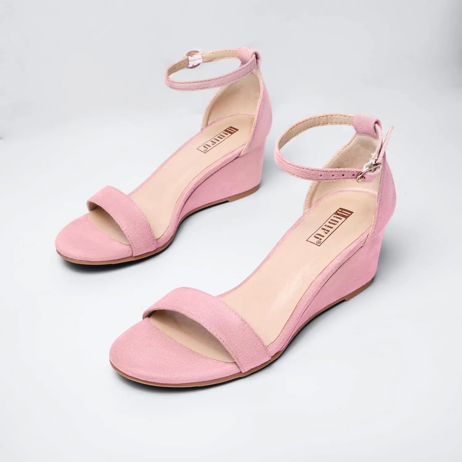 IDIFU Wedge Sandals Heels for Women Dress Shoes Open Toe with Ankle Strap for Wedding Bridal Evening Cocktail