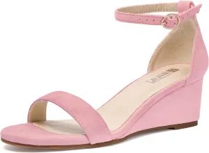 IDIFU Wedge Sandals Heels for Women Dress Shoes Open Toe with Ankle Strap for Wedding Bridal Evening Cocktail