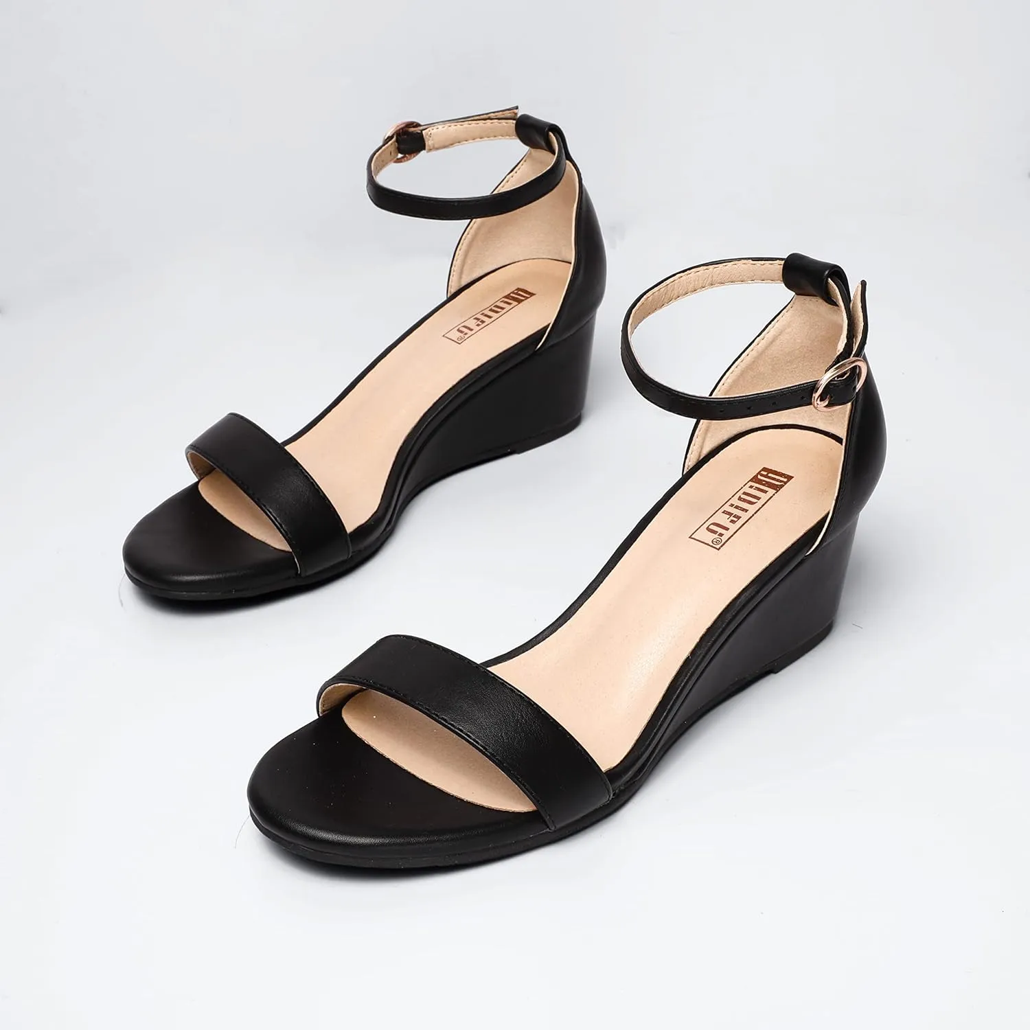 IDIFU Wedge Sandals Heels for Women Dress Shoes Open Toe with Ankle Strap for Wedding Bridal Evening Cocktail