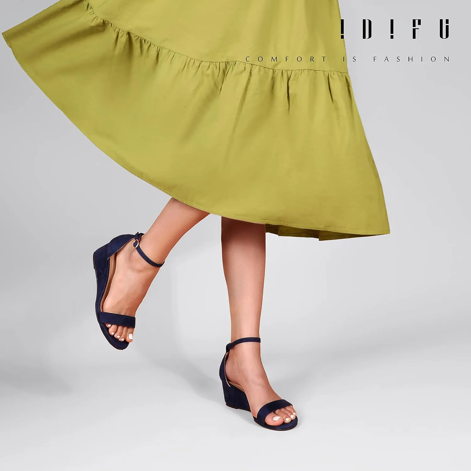 IDIFU Wedge Sandals Heels for Women Dress Shoes Open Toe with Ankle Strap for Wedding Bridal Evening Cocktail
