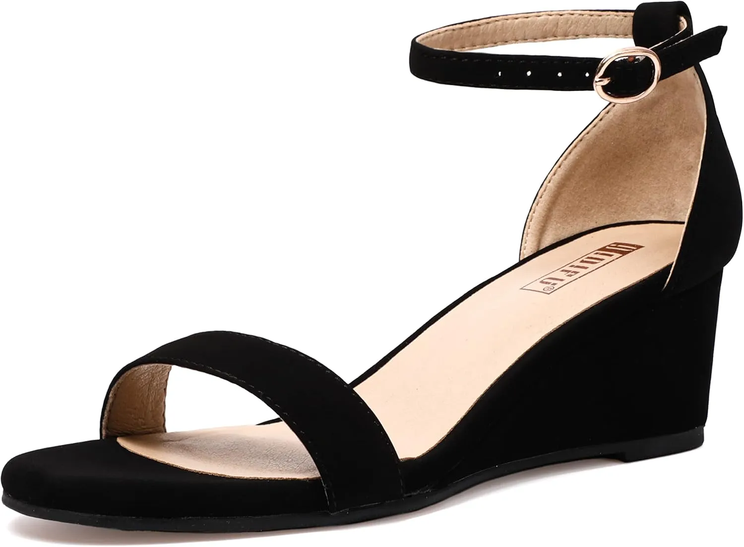 IDIFU Wedge Sandals Heels for Women Dress Shoes Open Toe with Ankle Strap for Wedding Bridal Evening Cocktail