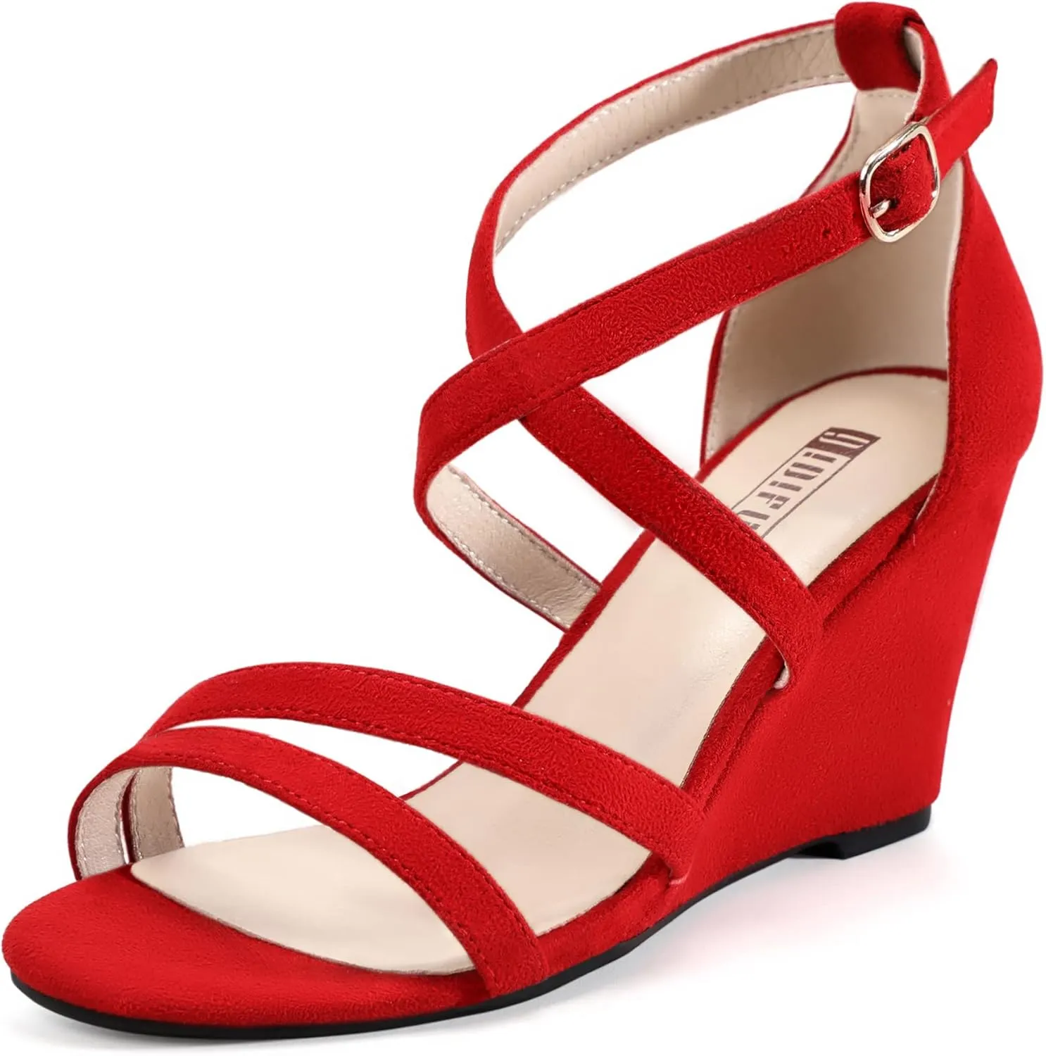 IDIFU Women's 3 Inch Strappy Wedge Sandals Open Toe Dressy Wedges For Women Black Nude Silver White Bridal Wedge Heels On Wedding Evening Summer