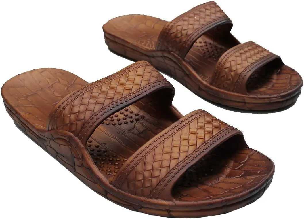 IMPERIAL SANDALS HAWAII Women Double Strap Jesus Style Hawaii Sandals, Unisex Sandal for Women Men and Teens (Brown, 6)