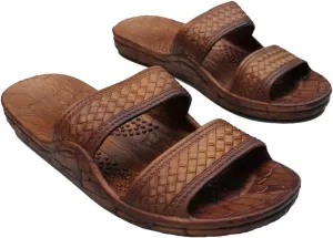 IMPERIAL SANDALS HAWAII Women Double Strap Jesus Style Hawaii Sandals, Unisex Sandal for Women Men and Teens (Brown, 6)