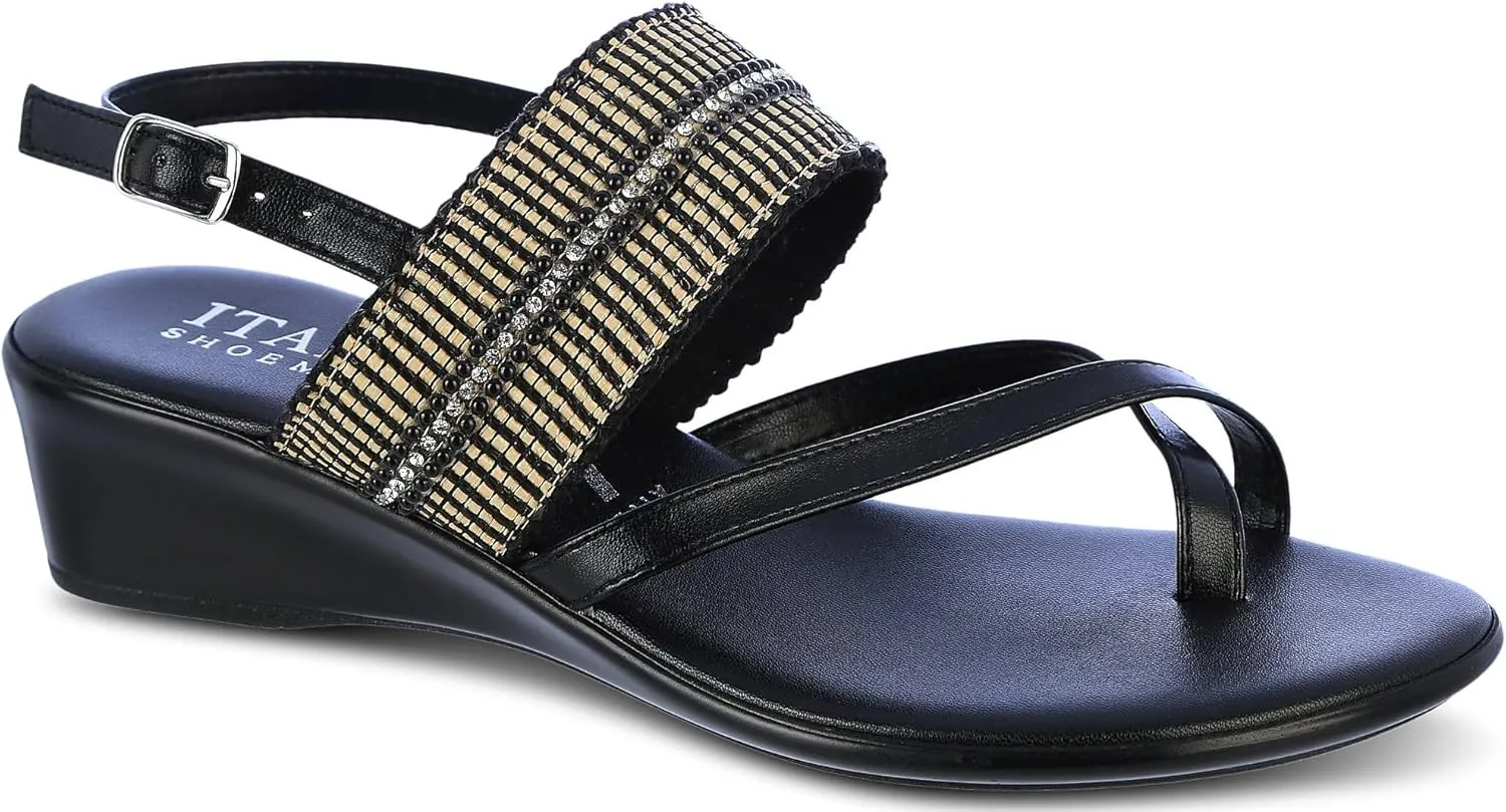 ITALIAN Shoemakers Womens Firefly Wedge Sandal 10 Black