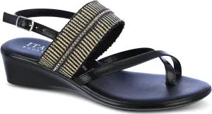 ITALIAN Shoemakers Womens Firefly Wedge Sandal 10 Black