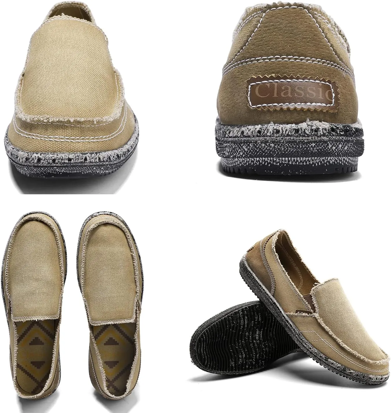 JAMONWU Men's Slip on Shoes Cloth Shoes Deck Shoes Canvas Leisure Vintage Casual Loafer Boat Shoes