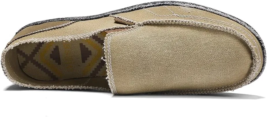 JAMONWU Men's Slip on Shoes Cloth Shoes Deck Shoes Canvas Leisure Vintage Casual Loafer Boat Shoes