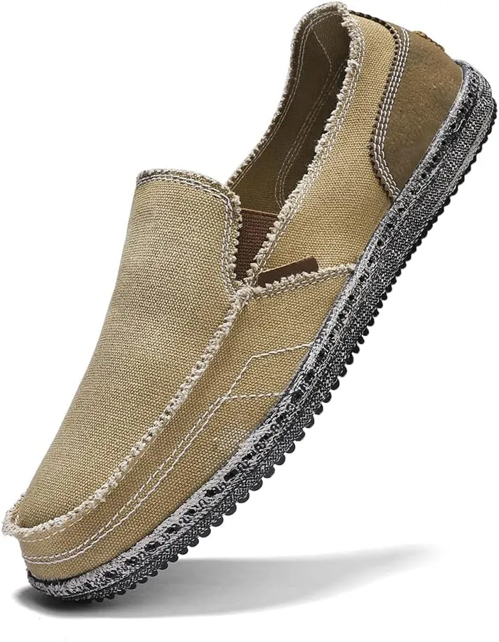 JAMONWU Men's Slip on Shoes Cloth Shoes Deck Shoes Canvas Leisure Vintage Casual Loafer Boat Shoes