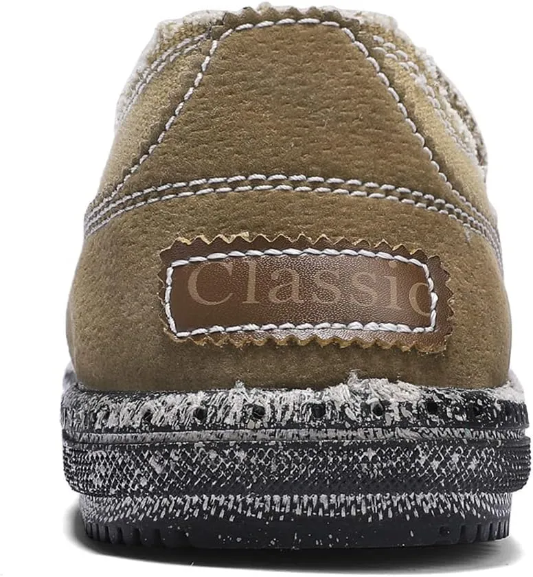 JAMONWU Men's Slip on Shoes Cloth Shoes Deck Shoes Canvas Leisure Vintage Casual Loafer Boat Shoes