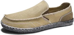 JAMONWU Men's Slip on Shoes Cloth Shoes Deck Shoes Canvas Leisure Vintage Casual Loafer Boat Shoes