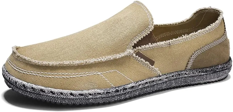 JAMONWU Men's Slip on Shoes Cloth Shoes Deck Shoes Canvas Leisure Vintage Casual Loafer Boat Shoes