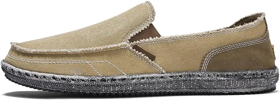 JAMONWU Men's Slip on Shoes Cloth Shoes Deck Shoes Canvas Leisure Vintage Casual Loafer Boat Shoes