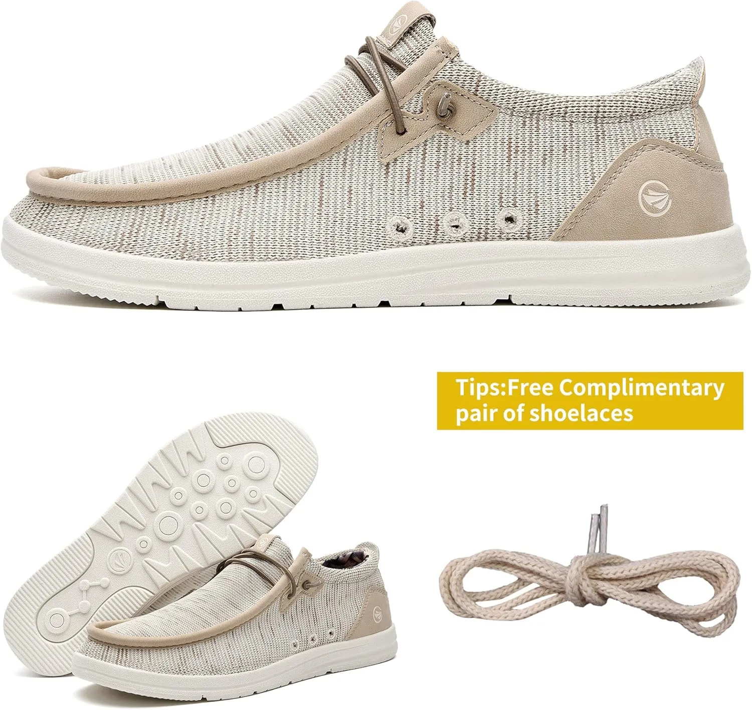 JARLIF Men's Casual Slip-on Loafers Boat Shoes Comfortable Arch Support Width Walking Canvas Shoes US Size 7-13