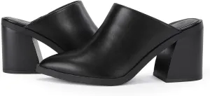 JeimPoey Womens Mules Pumps Point Closed Toe Slip-on Heels Stacked Chunky Block Heel Backless Clogs